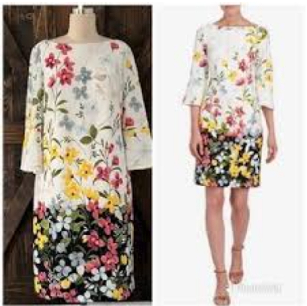 Floral Shift Dress - White Multi